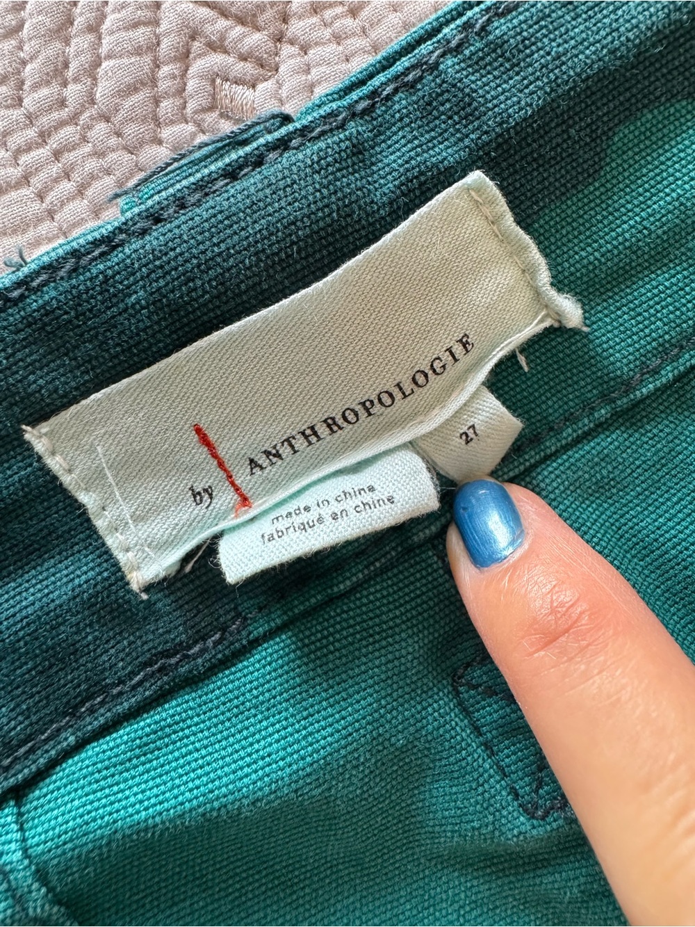 Anthropologie Austin Cargo Trousers Pants Camo Dark Turquoise Size 27 - Picture 16 of 16